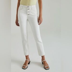 AG Adriano Goldschmied The Isabelle Button Up White Straight Leg Jeans